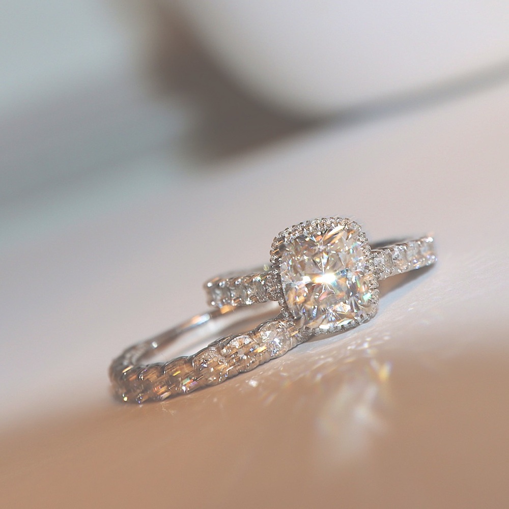Certified Moissanite wedding set